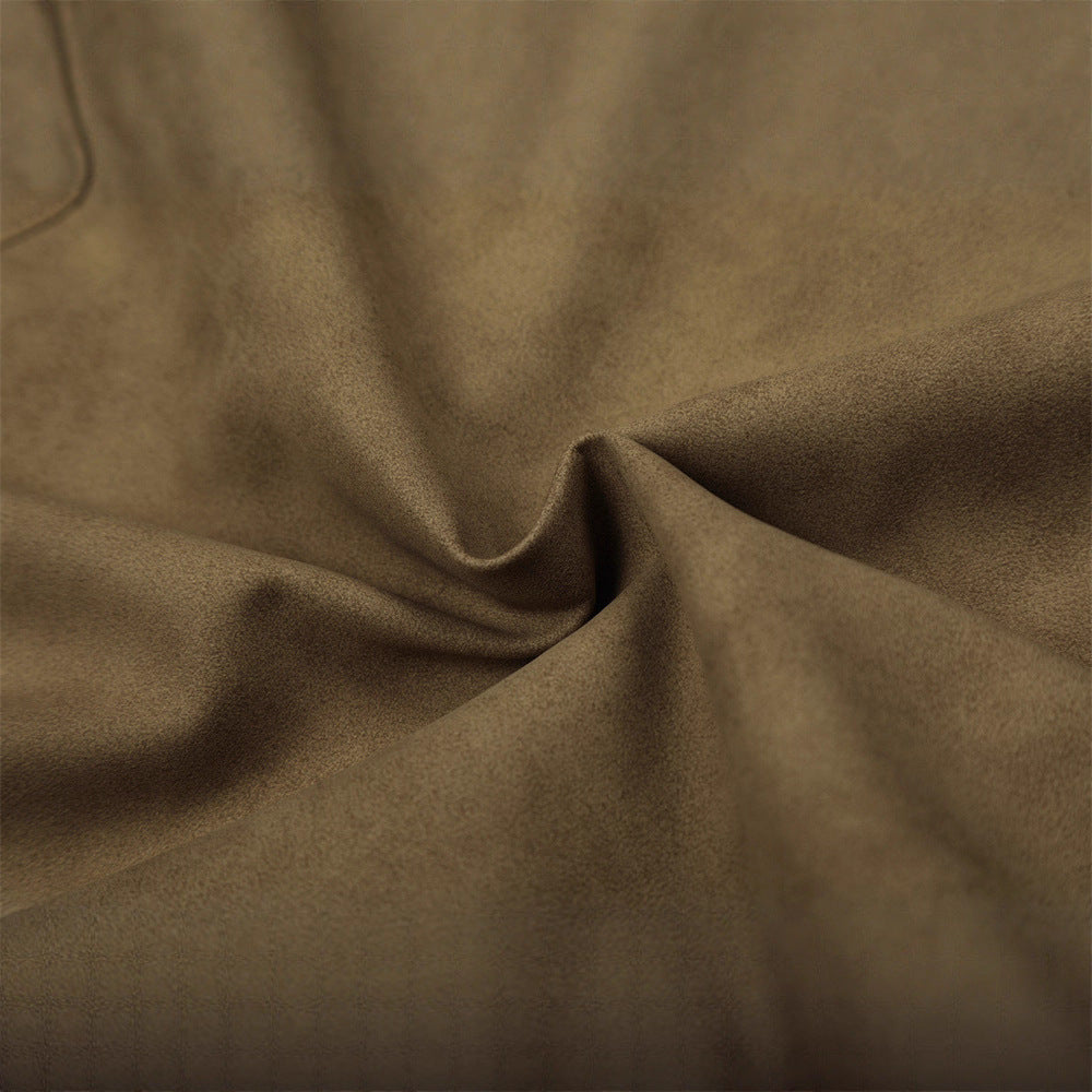 Streetwear Men's Jacket with Turn-Down Collar, Distressed Patchwork Design, Casual Loose Fit, Trendy and Versatile Outerwear for Men