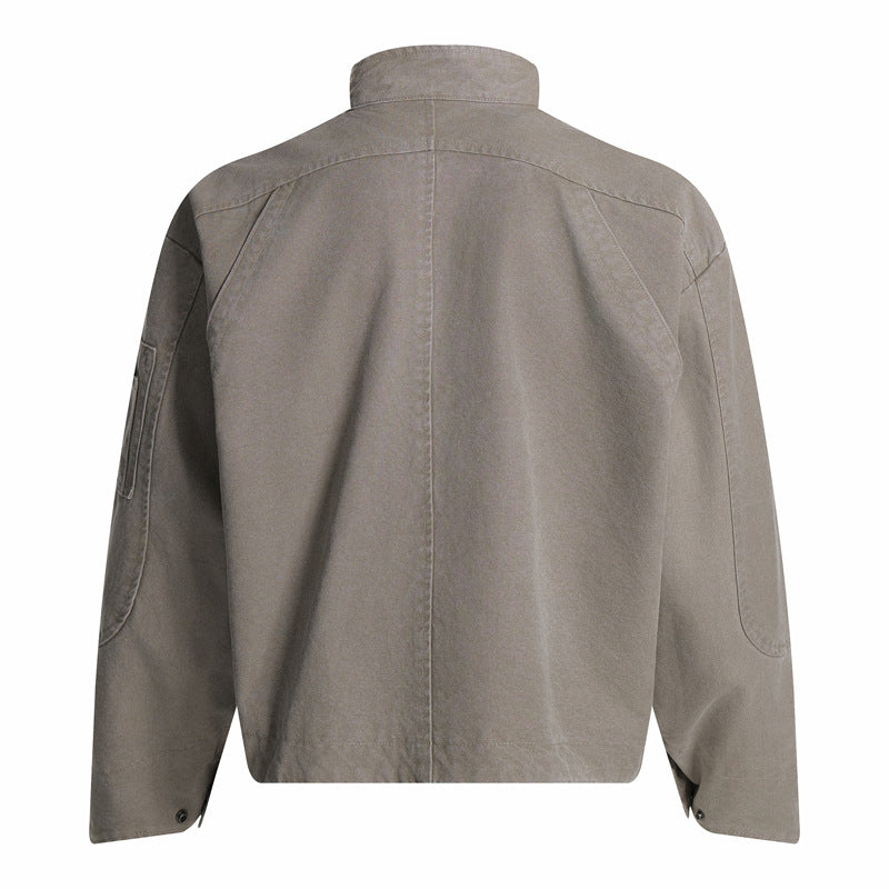 Giacca Cargo da uomo in stile retrò streetwear con multitasche, vestibilità ampia e casual con collo alto.