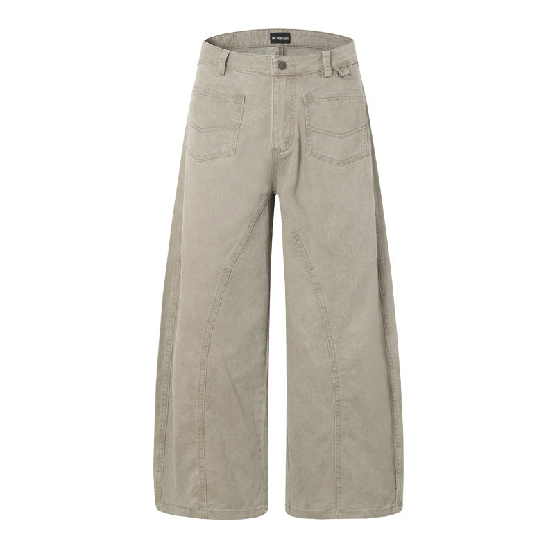 Retro Deconstructed Knife-Style Design Cargo Pants, Unisex Trendy Small Brand Loose Straight Fit Cleanfit Pants