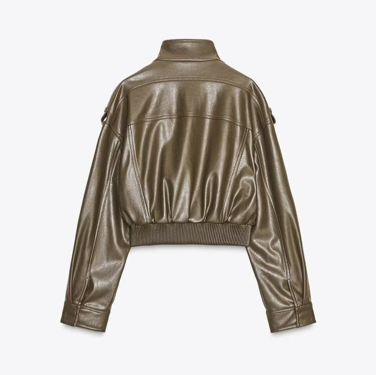 Turn-down Collar Streetwear Aviator Jacket for Women