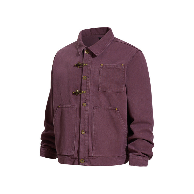 Vintage Lobster Clasp Barn Style Cargo Jacket for Men and Women, High-End Clean Fit, Outerwear Trend