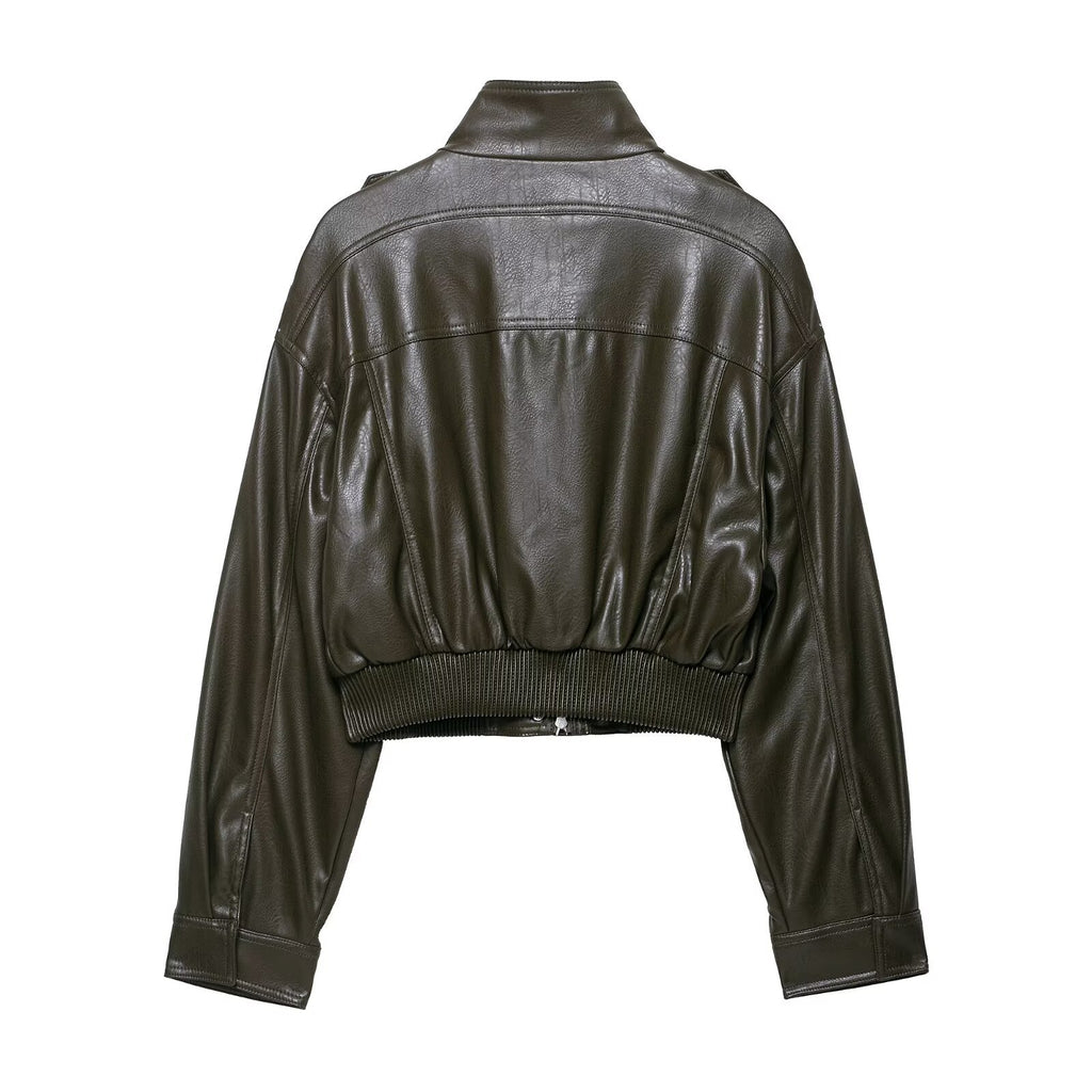 Turn-down Collar Streetwear Aviator Jacket for Women