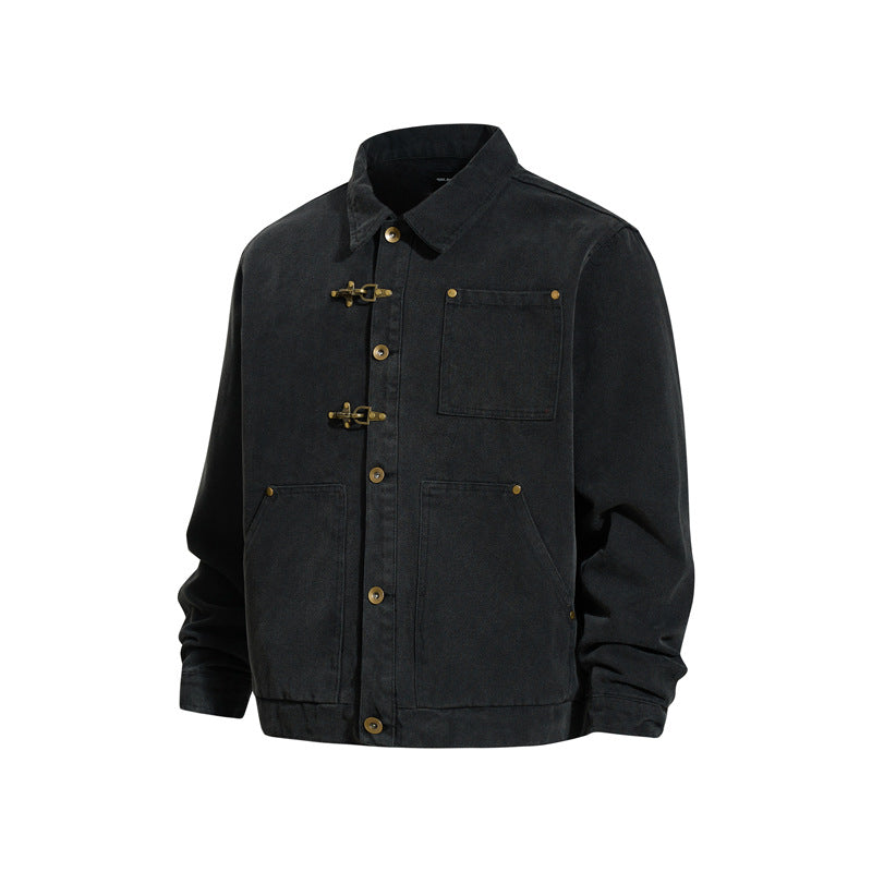 Vintage Lobster Clasp Barn Style Cargo Jacket for Men and Women, High-End Clean Fit, Outerwear Trend