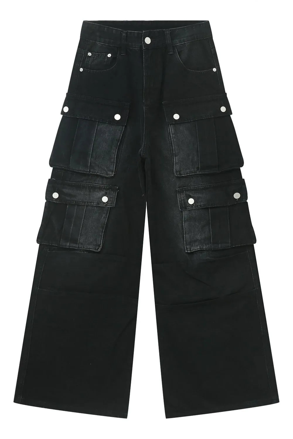 Multi-Pocket Cargo Wide-Leg Jeans