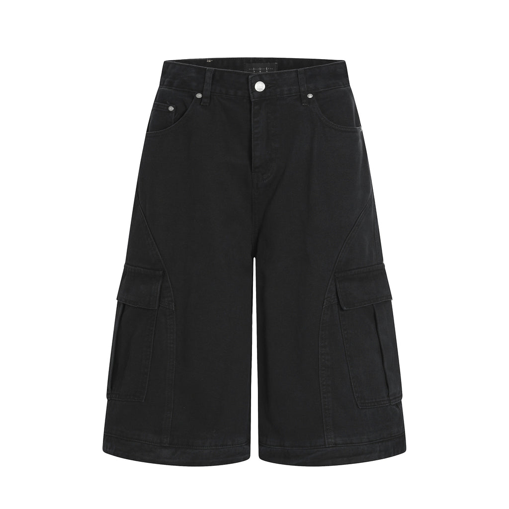 Retro Deconstructed Multi-Pocket Pants  Straight Loose Unisex Wide-Leg Cargo Shorts