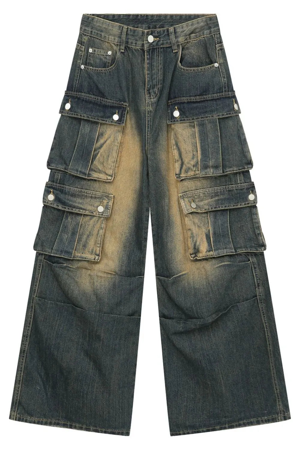 High Waist Jeans with Cargo Pockets