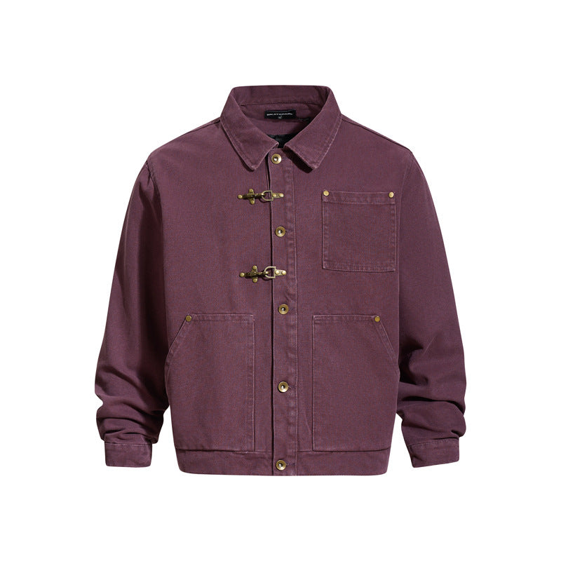 Vintage Lobster Clasp Barn Style Cargo Jacket for Men and Women, High-End Clean Fit, Outerwear Trend